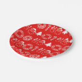 Vakantie Kerstmis Candy Canes Tree Snowman Red Papieren Bordje (Gekanteld)