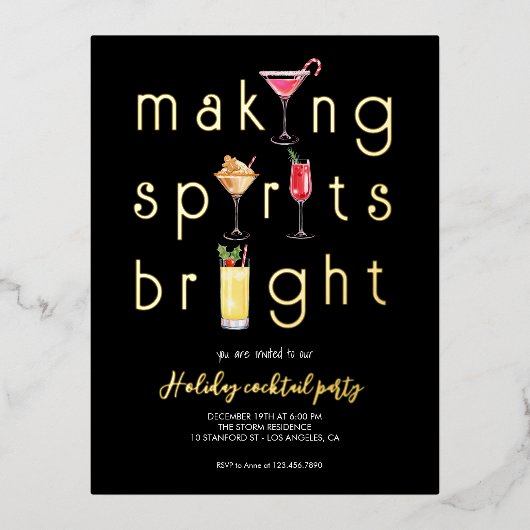 Vakantie Kerstmis cocktail party uitnodiging (Voorkant)