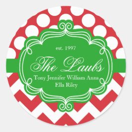Vakantie Kerstmis Familienaam Adres Ronde Sticker