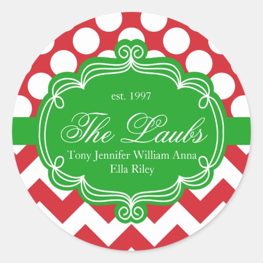 Vakantie Kerstmis Familienaam Adres Ronde Sticker (Voorkant)