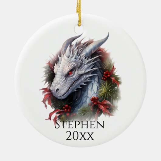 Vakantie Kerstmis Fantasy Dragon Keramisch Ornament (Achterkant)
