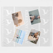 Vakantie Kerstmis foto aangepaste rendieren grijs Fleece Deken (Voorkant (Horizontaal))