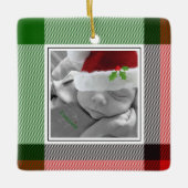 Vakantie kerstmis geplakt keepomwille Foto Familie Keramisch Ornament (Voorkant)