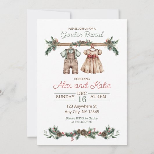 Vakantie Kerstmis Geslacht Onthulling Uitnodiging (Voorkant)