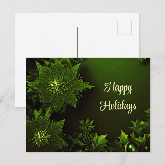 Vakantie Kerstmis Groen Bloemen Briefkaart (Voorkant / Achterkant)