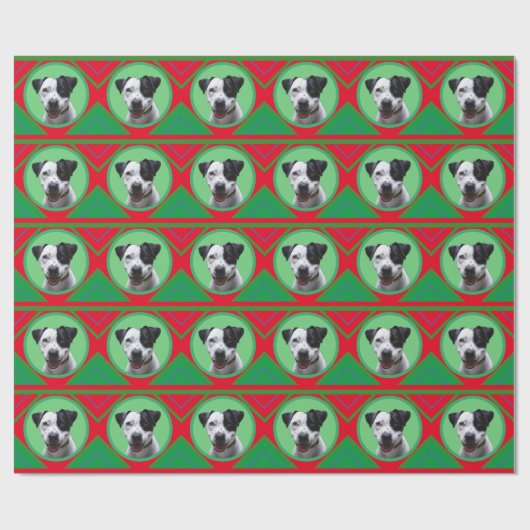 Vakantie Kerstmis Groen en Rood met Uw Foto Cadeaupapier (Vlak)