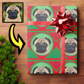 Vakantie Kerstmis Groen en Rood met Uw Foto Cadeaupapier