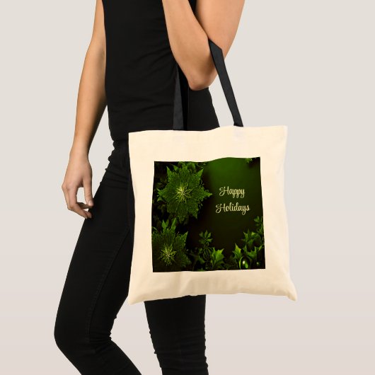 Vakantie Kerstmis Groene Bloemen Canvas tas (Voorkant (product))