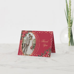 Vakantie Kerstmis Holly Foto Bruiloft Bedankkaart