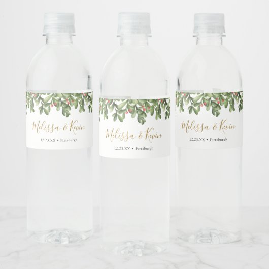 Vakantie Kerstmis Holly Waterfles Etiket (Flessen)