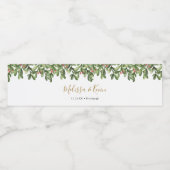 Vakantie Kerstmis Holly Waterfles Etiket (Enkel label)