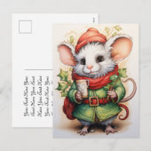 Vakantie Kerstmis Muis met hollies Feestdagenkaart (Voorkant / Achterkant)