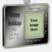 Vakantie, Kerstmis, Nieuwjaar, vrede, vreugde, lie Verzilverd Omlijst Ornament (Rechts)