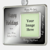 Vakantie, Kerstmis, Nieuwjaar, vrede, vreugde, lie Verzilverd Omlijst Ornament (Links)