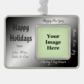 Vakantie, Kerstmis, Nieuwjaar, vrede, vreugde, lie Verzilverd Omlijst Ornament (Voorkant)