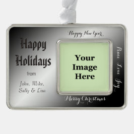 Vakantie, Kerstmis, Nieuwjaar, vrede, vreugde, lie Verzilverd Omlijst Ornament