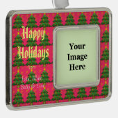 Vakantie, Kerstmis, Nieuwjaar, vrede, vreugde, lie Verzilverd Omlijst Ornament (Rechts)