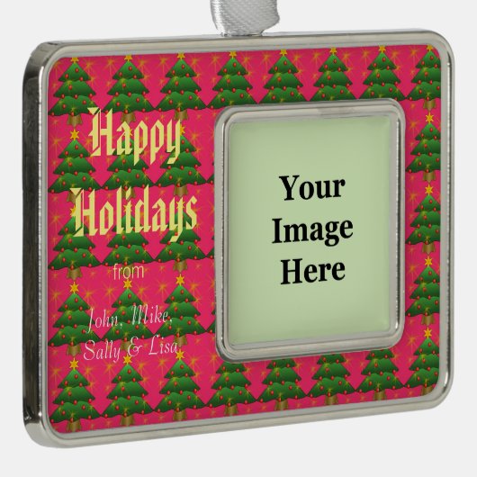 Vakantie, Kerstmis, Nieuwjaar, vrede, vreugde, lie Verzilverd Omlijst Ornament (Rechts)