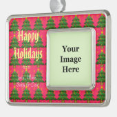 Vakantie, Kerstmis, Nieuwjaar, vrede, vreugde, lie Verzilverd Omlijst Ornament (Links)