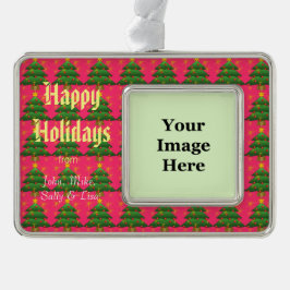 Vakantie, Kerstmis, Nieuwjaar, vrede, vreugde, lie Verzilverd Omlijst Ornament