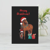 Vakantie Kerstmis Paard en Hond Feestdagenkaart (Staand voorkant)