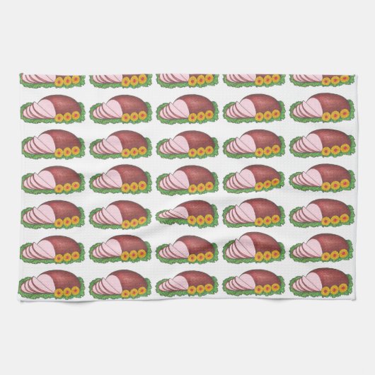 Vakantie Kerstmis Pasen Geglazuurde Ham Diner Eten Theedoek (Horizontaal)