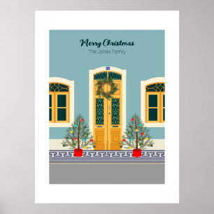 Vakantie Kerstmis Portugees feestelijk huis Poster