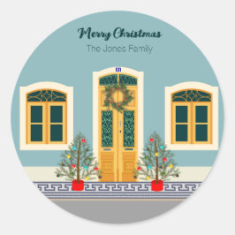 Vakantie Kerstmis Portugees feestelijk huis Ronde Sticker