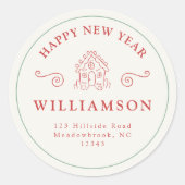 Vakantie Kerstmis Rode Gingerbread Retouradres Ronde Sticker (Voorkant)