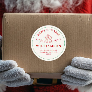 Vakantie Kerstmis Rode Gingerbread Retouradres Ronde Sticker