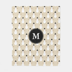 Vakantie Kerstmis Sneeuwman Patroon & Initiaal Let Fleece Deken