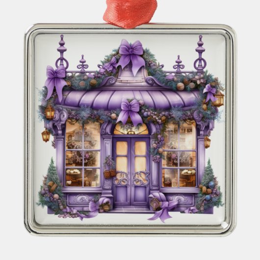   VAKANTIE KERSTMIS STOREFRONT METALEN ORNAMENT (Voorkant)