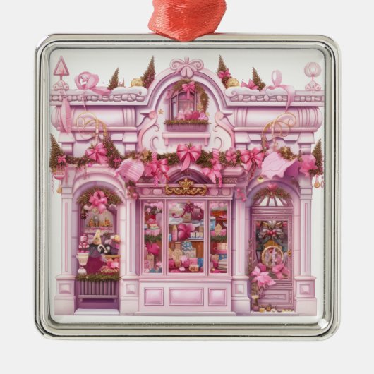   VAKANTIE KERSTMIS STOREFRONT METALEN ORNAMENT (Voorkant)