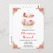 Vakantie Kerstmis Tea Party Rood