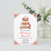 Vakantie Kerstmis Tea Party Rood Briefkaart (Staand voorkant)