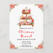 Vakantie Kerstmis Tea Party Rood Briefkaart (Voorkant)