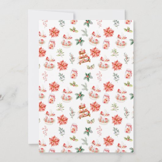 Vakantie Kerstmis Tea Party Rood Kaart (Achterkant)