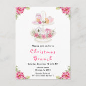 Vakantie Kerstmis Tea Party Roze Briefkaart (Voorkant)