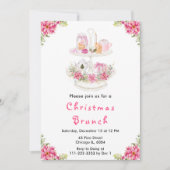 Vakantie Kerstmis Tea Party Roze Kaart (Voorkant)