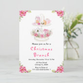 Vakantie Kerstmis Tea Party Roze Kaart (Staand voorkant)