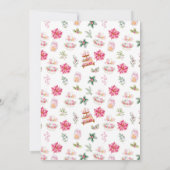 Vakantie Kerstmis Tea Party Roze Kaart (Achterkant)