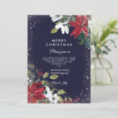 Vakantie Kerstmis Winter Bloemen Party uitnodiging (Staand voorkant)