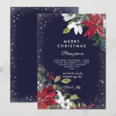 Vakantie Kerstmis Winter Bloemen Party uitnodiging (Voorkant / Achterkant)