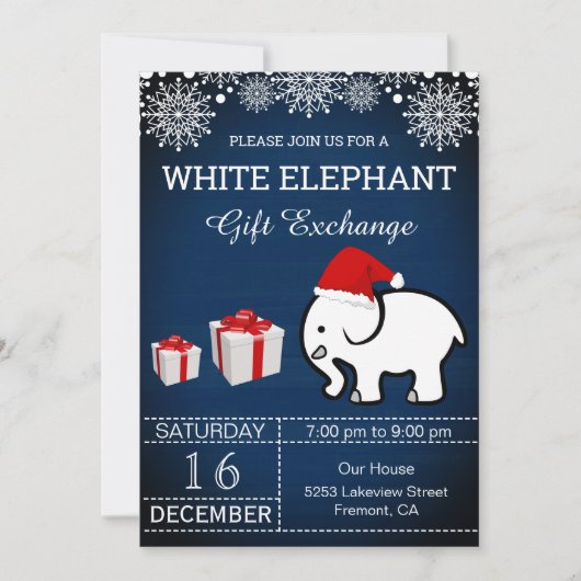 Vakantie Kerstmis Witte Olifant Gift Exchange Kaart (Voorkant)