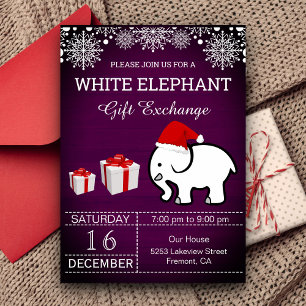 Vakantie Kerstmis Witte Olifant Gift Exchange Kaart