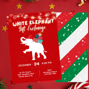 Vakantie Kerstmis Witte Olifant Gift Exchange Kaart
