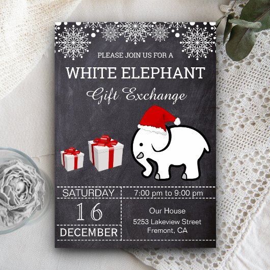 Vakantie Kerstmis Witte Olifant Gift Exchange Kaart