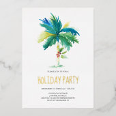 Vakantie kerstpalmboomfeest folie feestdagenkaart (Voorkant)