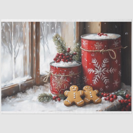 Vakantie Kerstscène Gingerbread Decoupage Tissuepapier (Voorkant)