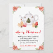 Vakantie Kerstthee Rode Vrolijke Kerstmis Feestdagenkaart (Voorkant)
